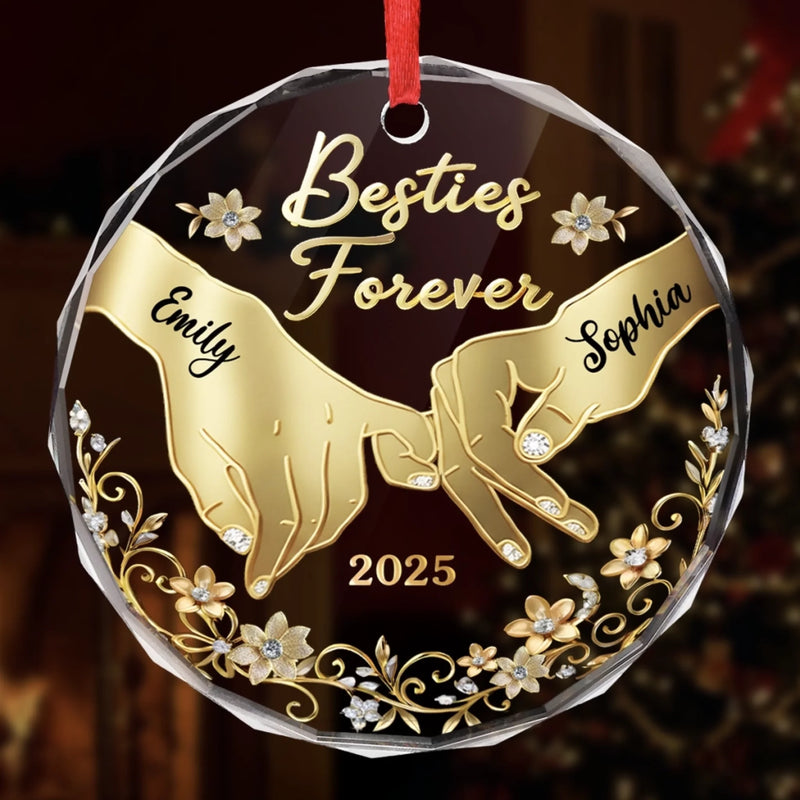 Custom Circle Glass Ornament - Personalized Christmas Best Friend Birthday Gifts For Women, Besties, Sisters, BFF - My Person My Bestie