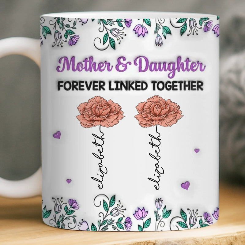 Custom Mug - Personalized Birthday Gifts For Mom, Daughter - Forever Linked As Family