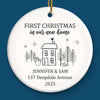 Custom First Christmas In New Home Ceramic Ornament - Personalized Anniversary Christmas Wedding Gifts For Husband And Wife, Him And Her, New Homeowners, Couples, Friends - New Home Christmas Magic