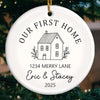 Custom First Christmas In New Home Ceramic Ornament - Personalized Anniversary Christmas Wedding Gifts For Husband And Wife, Him And Her, New Homeowners, Couples, Friends - Home For The Holidays