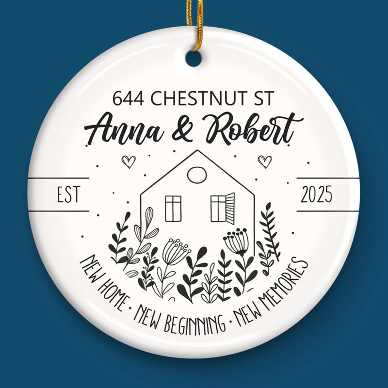 Custom First Christmas In New Home Ceramic Ornament - Personalized Anniversary Christmas Wedding Gifts For Husband And Wife, Him And Her, New Homeowners, Couples, Friends - Home Is Our Best Gift