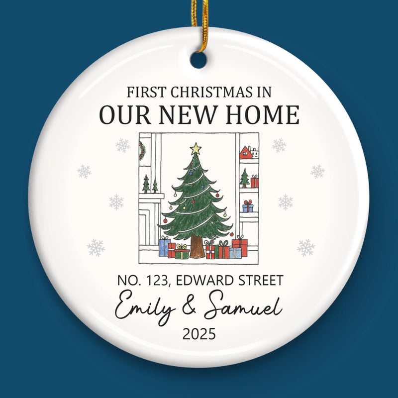 Custom Photo First Christmas In New Home Ceramic Ornament - Personalized Anniversary Christmas Wedding Gifts For Husband And Wife, Him And Her, New Homeowners, Couples, Friends - Together We Built This Home