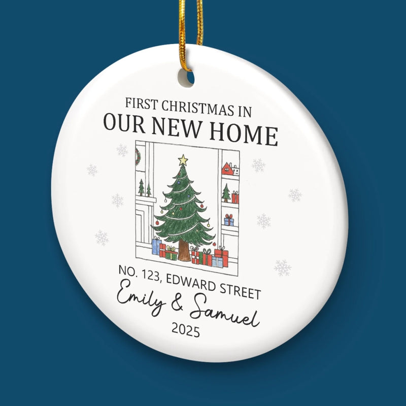 Custom Photo First Christmas In New Home Ceramic Ornament - Personalized Anniversary Christmas Wedding Gifts For Husband And Wife, Him And Her, New Homeowners, Couples, Friends - Together We Built This Home