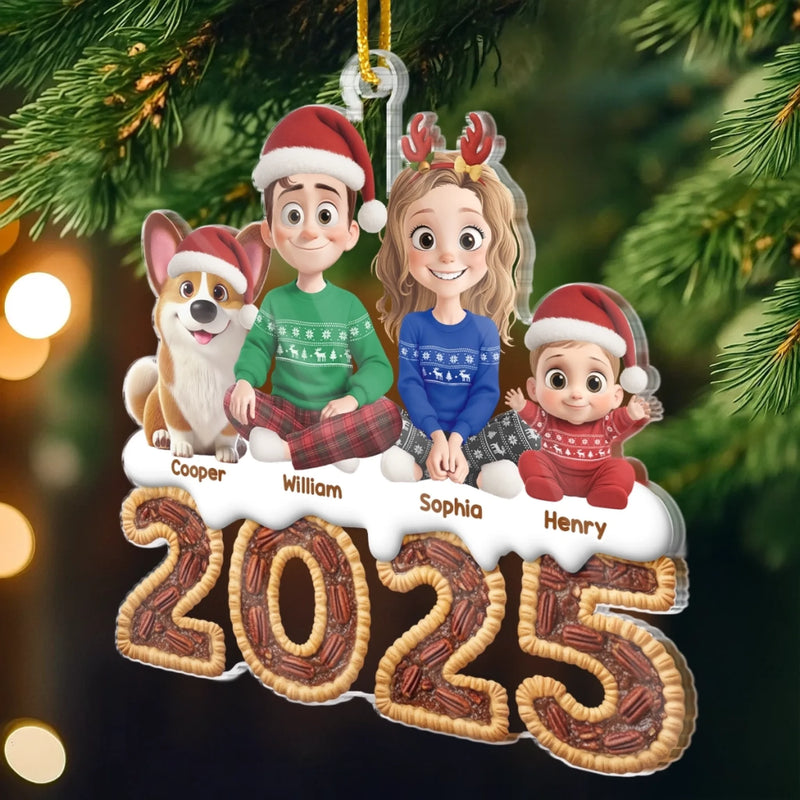 Custom Acrylic Ornament - Personalized Christmas Birthday Gifts For Family, Dog Cat Lovers - Our Family Our Furry Joy