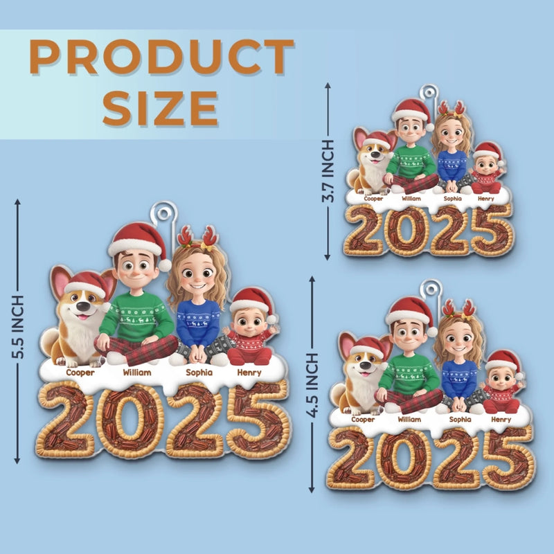 Custom Acrylic Ornament - Personalized Christmas Birthday Gifts For Family, Dog Cat Lovers - Our Family Our Furry Joy