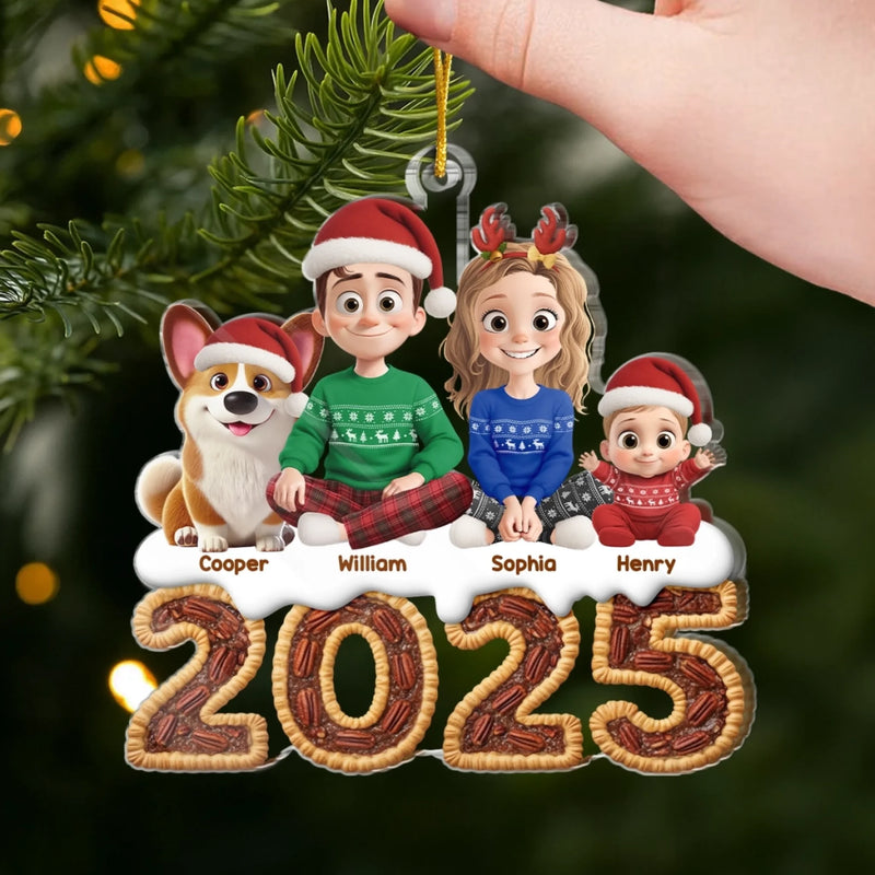 Custom Acrylic Ornament - Personalized Christmas Birthday Gifts For Family, Dog Cat Lovers - Our Family Our Furry Joy