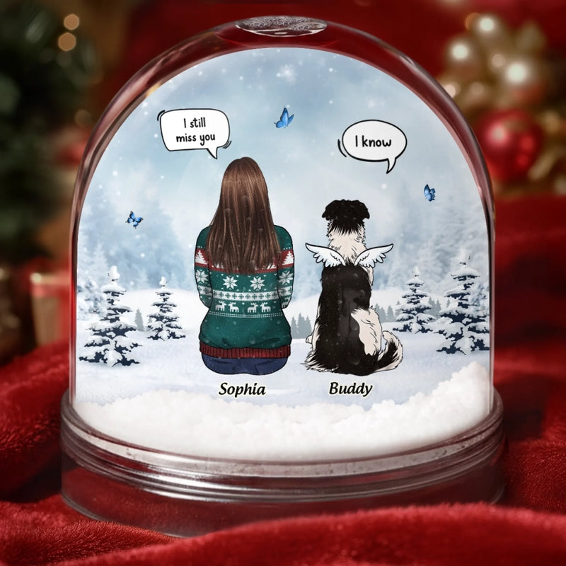 Custom Acrylic Snow Globe - Personalized Pet Christmas Memorial Sympathy Gifts For Dogs - Companions Etched In Gentle Memory
