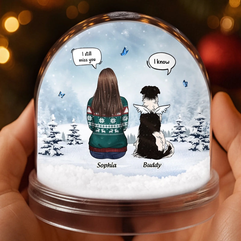 Custom Acrylic Snow Globe - Personalized Pet Christmas Memorial Sympathy Gifts For Dogs - Companions Etched In Gentle Memory