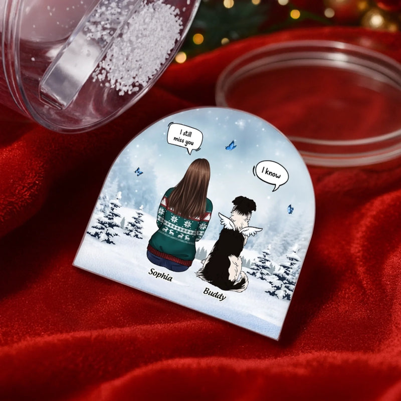 Custom Acrylic Snow Globe - Personalized Pet Christmas Memorial Sympathy Gifts For Dogs - Companions Etched In Gentle Memory