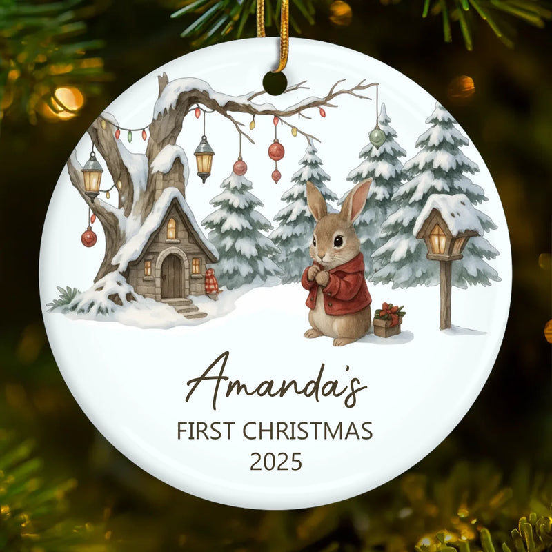 Custom Baby First Christmas Ceramic Ornament - Personalized Christmas Baby Shower, Gender Reveal Gifts For New Moms, New Dads, New Parents - Little One Big Love