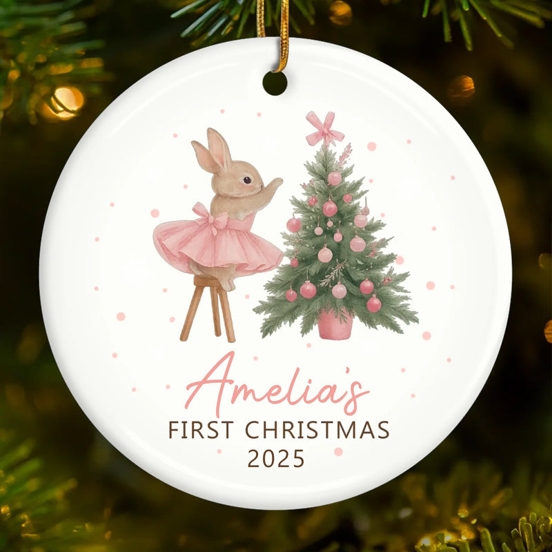 Custom Baby First Christmas Ceramic Ornament - Personalized Christmas Baby Shower, Gender Reveal Gifts For New Moms, New Dads, New Parents - Little Joy Big Love