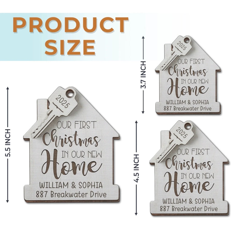Custom First Christmas In New Home Wood Ornament - Personalized Anniversary Christmas Wedding Gifts For Husband And Wife, Him And Her, New Homeowners, Couples, Friends - Our Story Begins Here
