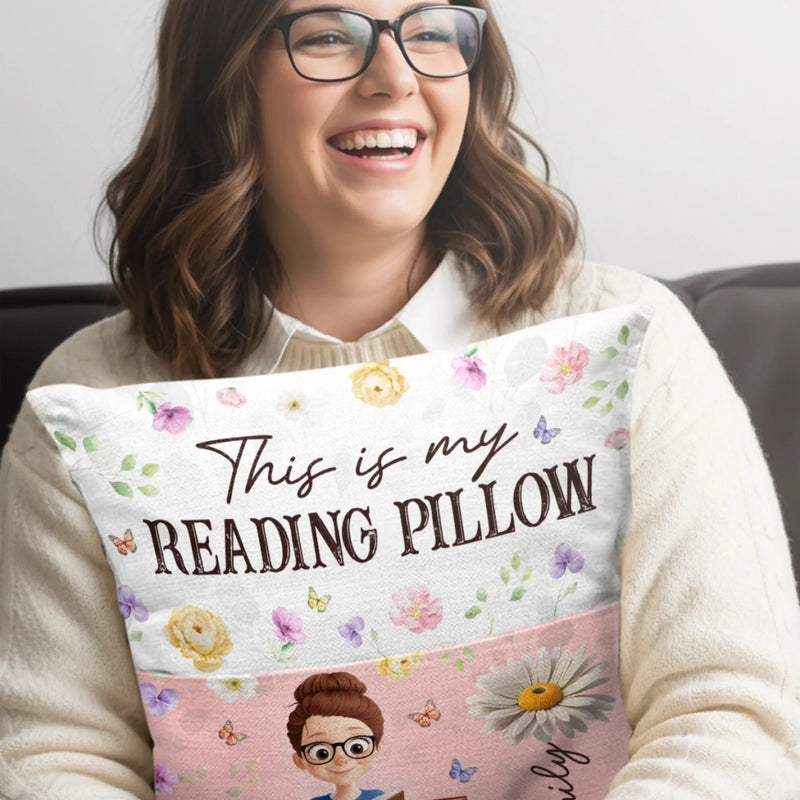 Custom Flower Pocket Pillow - Personalized Bookish Gifts For Book Lovers, Bookworms, Readers - Reading Is My Therapy