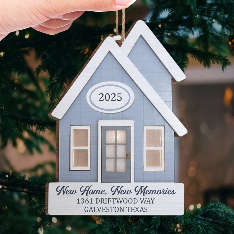 Custom First Christmas In New Home Wood Ornament - Personalized Anniversary Christmas Wedding Gifts For Husband And Wife, Him And Her, New Homeowners, Couples, Friends - Together Under One Roof