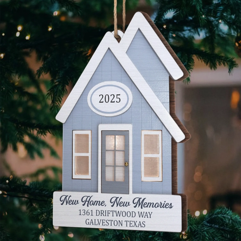 Custom First Christmas In New Home Wood Ornament - Personalized Anniversary Christmas Wedding Gifts For Husband And Wife, Him And Her, New Homeowners, Couples, Friends - Together Under One Roof