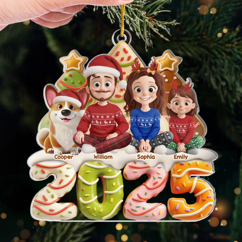 Custom Acrylic Ornament - Personalized Christmas Birthday Gifts For Family, Dog Cat Lovers - Cheers To Family Love