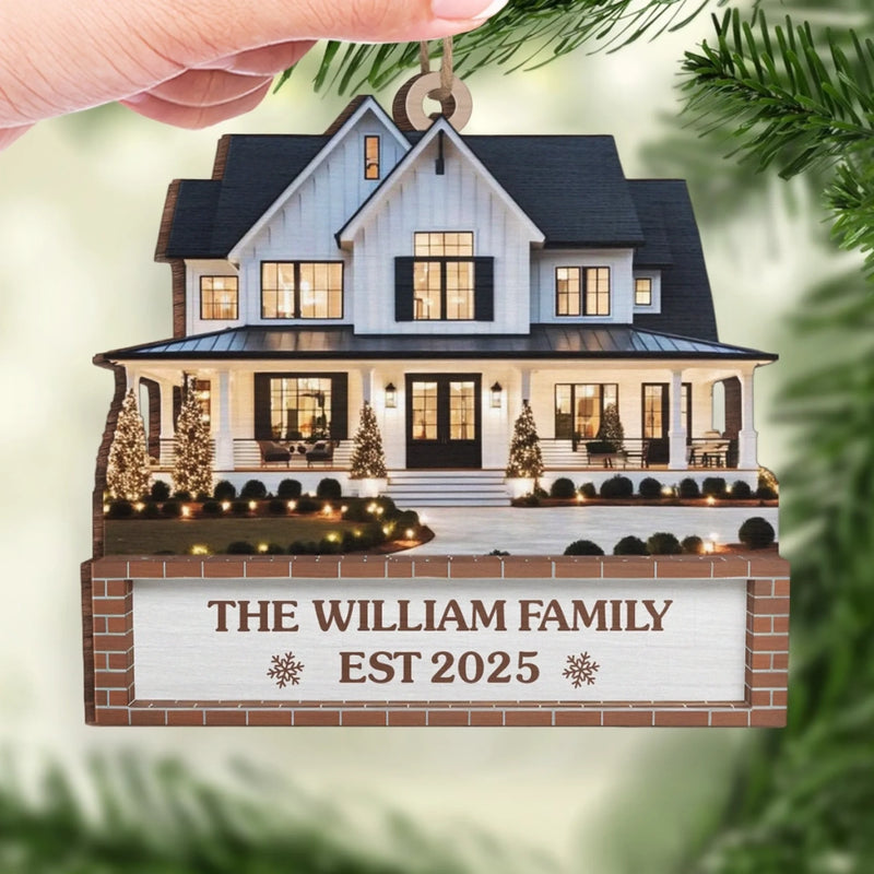 Custom Photo First Christmas In New Home Wood Ornament - Personalized Anniversary Christmas Wedding Gifts For Husband And Wife, Him And Her, New Homeowners, Couples, Friends - Love Fills Home