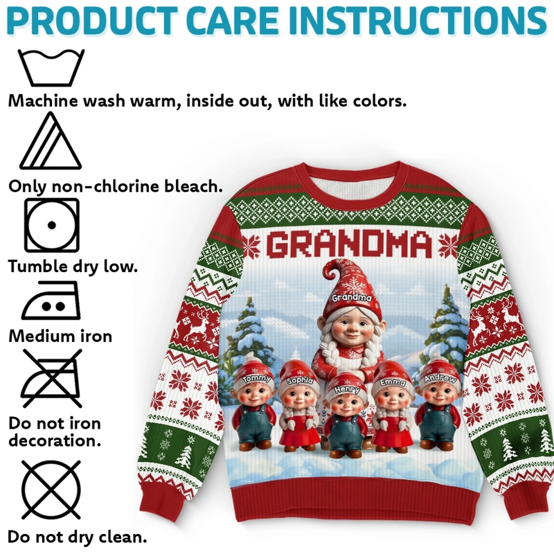 Custom Gnome Unisex Ugly Sweatshirt - Personalized Christmas Birthday Gifts For Mom, Grandma - Christmas Magic Shared Across Generations