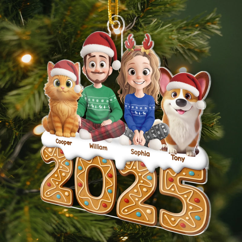 Custom Acrylic Ornament - Personalized Christmas Birthday Gifts For Family, Dog Cat Lovers - Gingerbread Dreams, Family Themes