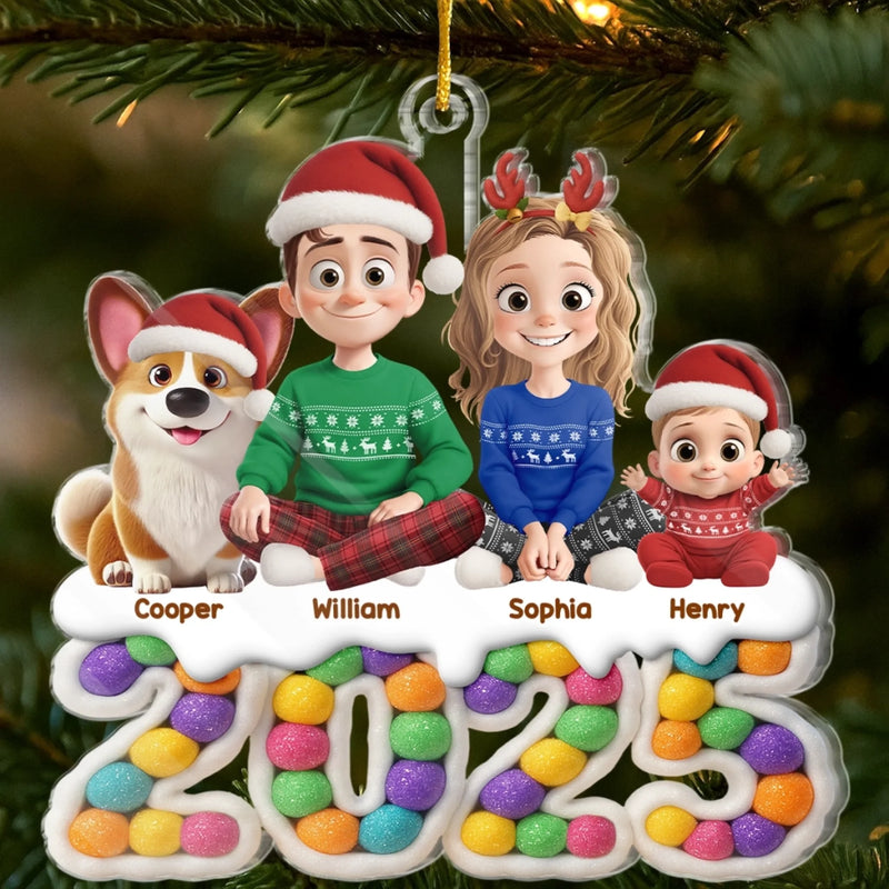 Custom Acrylic Ornament - Personalized Christmas Birthday Gifts For Family, Dog Cat Lovers - Love Gathers Here