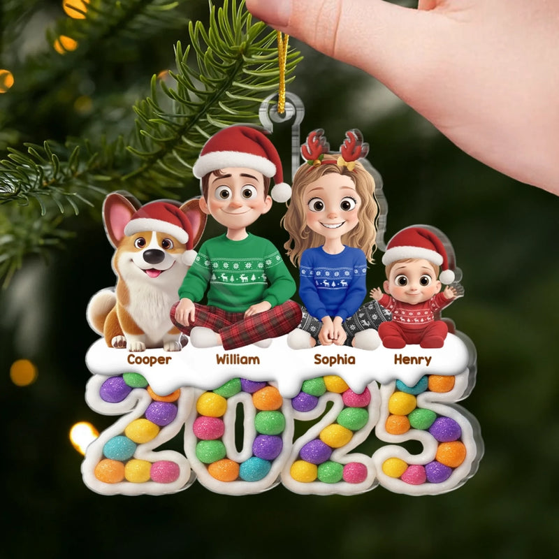Custom Acrylic Ornament - Personalized Christmas Birthday Gifts For Family, Dog Cat Lovers - Love Gathers Here