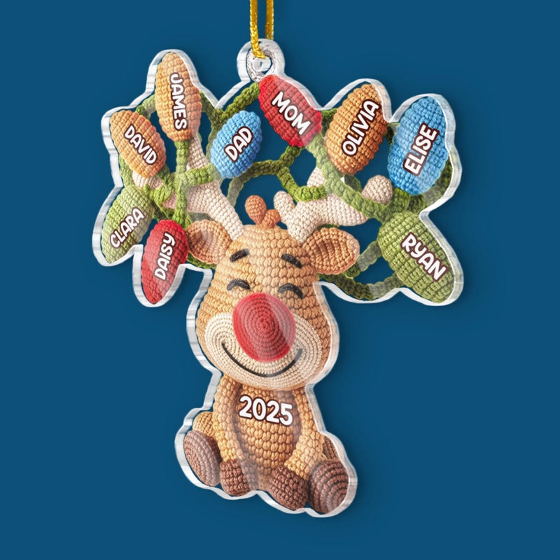 Custom Crochet Acrylic Ornament - Personalized Christmas Birthday Gifts For Mom, Dad, Brother, Sister, Kids - Loops Of Joy