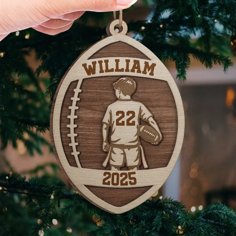 Custom American Football Wood Ornament -Personalized Gift For Birthday, Football Football Lovers, NFL Fans, Sport Lovers, Senior Graduation Gift, Christmas Gifts, Christmas Decoration - Born To Play
