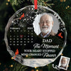 Custom Photo Cardinal Circle Glass Ornament - Personalized Christmas Memorial Sympathy Gifts For Loss Of Mom, Dad - Always In Our Hearts And Memories