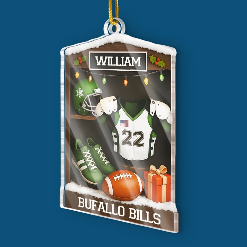 Custom American Football Acrylic Ornament - Personalized Gift For Birthday, Football Football Lovers, NFL Fans, Sport Lovers, Senior Graduation Gift, Christmas Gifts, Christmas Decoration - Joy Is A Home Run