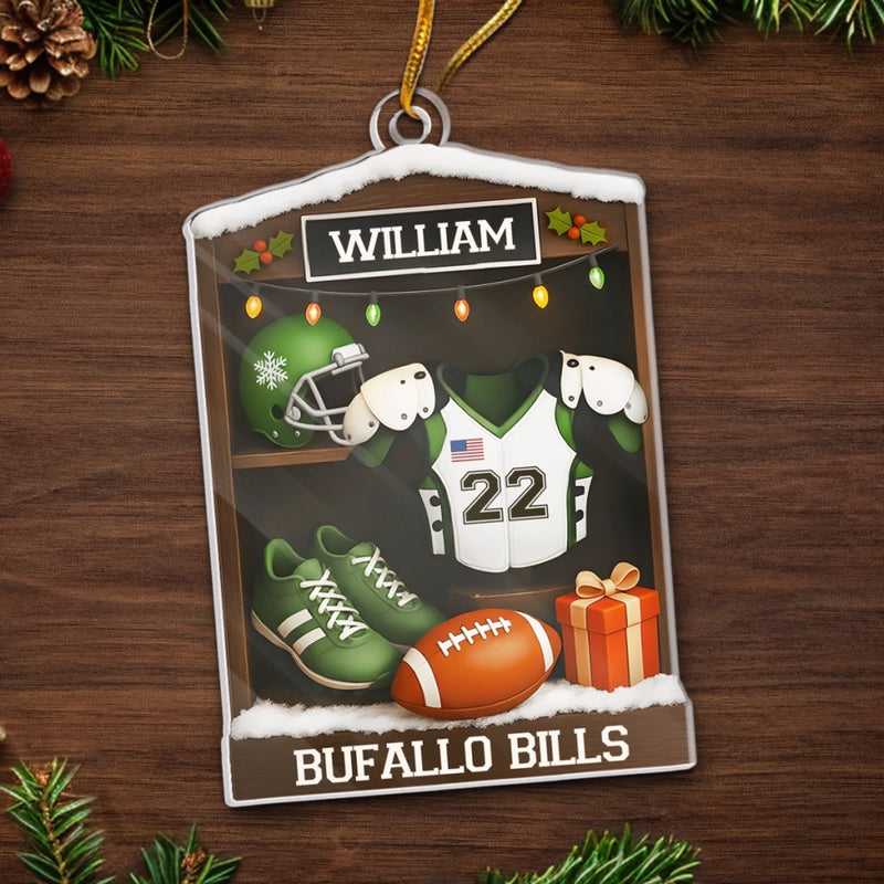 Custom American Football Acrylic Ornament - Personalized Gift For Birthday, Football Football Lovers, NFL Fans, Sport Lovers, Senior Graduation Gift, Christmas Gifts, Christmas Decoration - Joy Is A Home Run