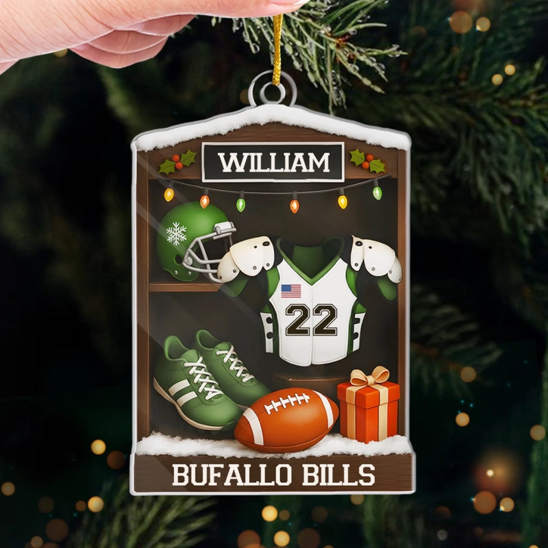 Custom American Football Acrylic Ornament - Personalized Gift For Birthday, Football Football Lovers, NFL Fans, Sport Lovers, Senior Graduation Gift, Christmas Gifts, Christmas Decoration - Joy Is A Home Run