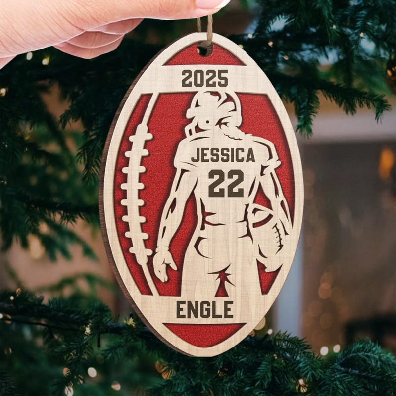 Custom American Football Wood Ornament - Personalized Gift For Birthday, Football Football Lovers, NFL Fans, Sport Lovers, Senior Graduation Gift, Christmas Gifts, Christmas Decoration - Play Hard Dream Big