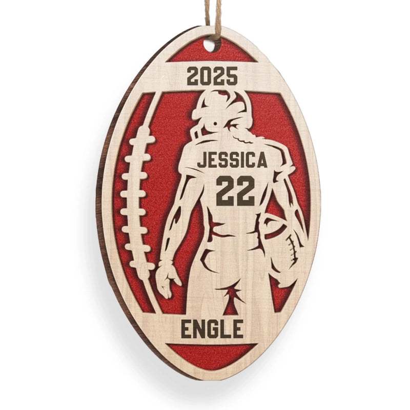 Custom American Football Wood Ornament - Personalized Gift For Birthday, Football Football Lovers, NFL Fans, Sport Lovers, Senior Graduation Gift, Christmas Gifts, Christmas Decoration - Play Hard Dream Big