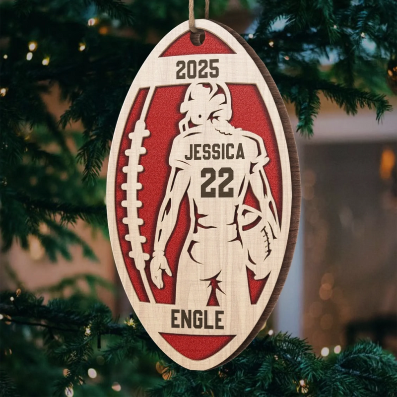 Custom American Football Wood Ornament - Personalized Gift For Birthday, Football Football Lovers, NFL Fans, Sport Lovers, Senior Graduation Gift, Christmas Gifts, Christmas Decoration - Play Hard Dream Big