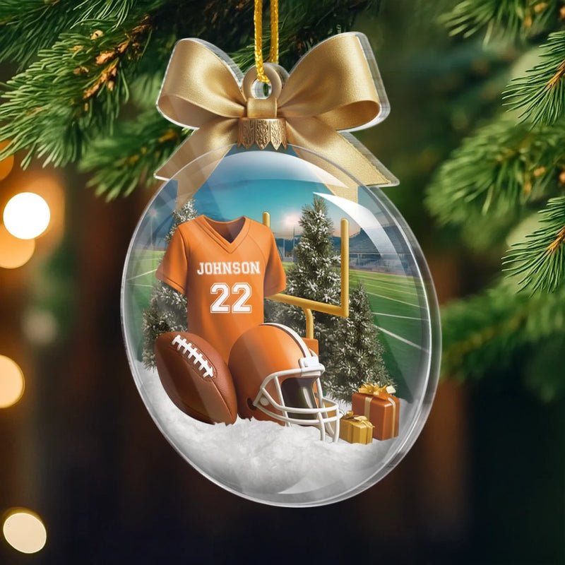 Custom American Football Acrylic Ornament - Personalized Gift For Birthday, Football Football Lovers, NFL Fans, Sport Lovers, Senior Graduation Gift, Christmas Gifts, Christmas Decoration - Chasing Dreams One Pitch