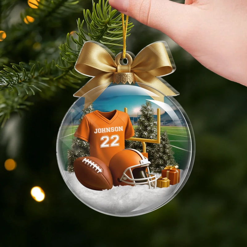 Custom American Football Acrylic Ornament - Personalized Gift For Birthday, Football Football Lovers, NFL Fans, Sport Lovers, Senior Graduation Gift, Christmas Gifts, Christmas Decoration - Chasing Dreams One Pitch