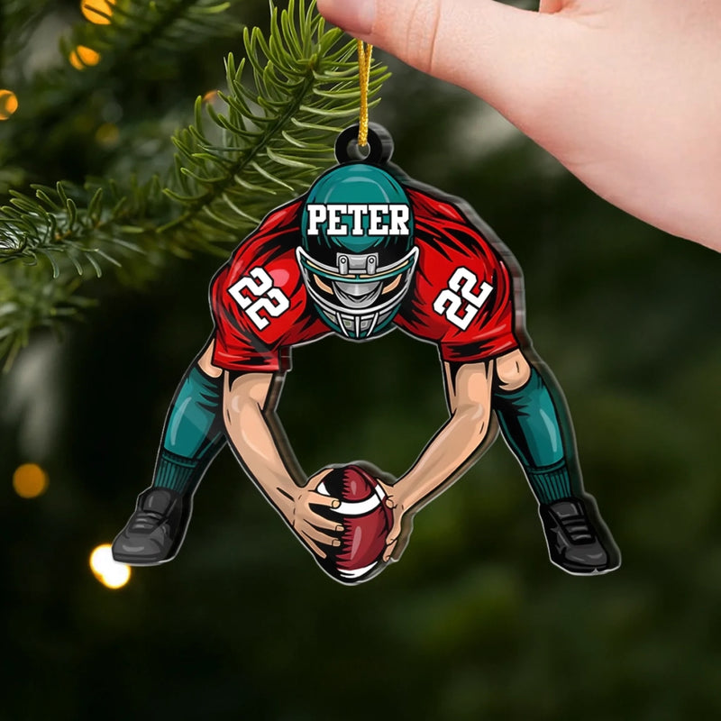 Custom American Senior Football Acrylic Ornament - Personalized Gift For Birthday, Football Football Lovers, NFL Fans, Sport Lovers, Senior Graduation Gift, Christmas Gifts, Christmas Decoration - Pitch Hit Win