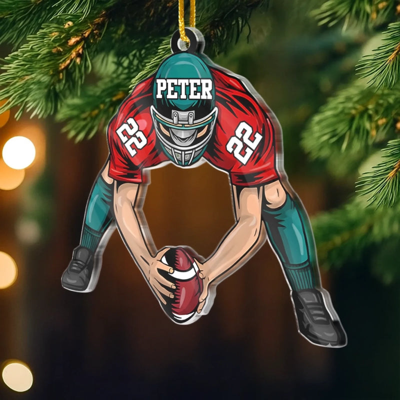 Custom American Senior Football Acrylic Ornament - Personalized Gift For Birthday, Football Football Lovers, NFL Fans, Sport Lovers, Senior Graduation Gift, Christmas Gifts, Christmas Decoration - Pitch Hit Win