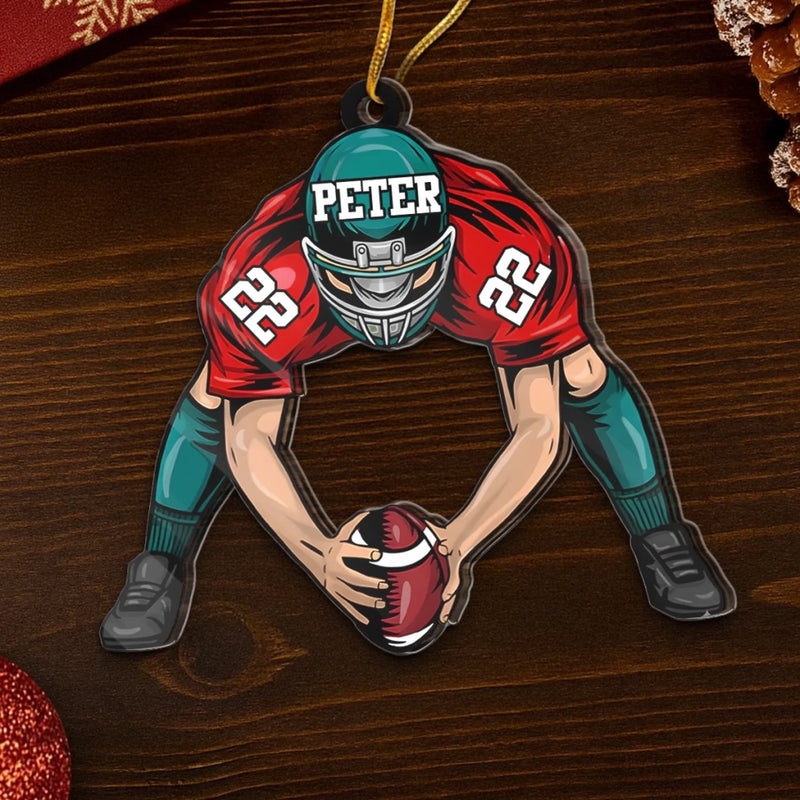 Custom American Senior Football Acrylic Ornament - Personalized Gift For Birthday, Football Football Lovers, NFL Fans, Sport Lovers, Senior Graduation Gift, Christmas Gifts, Christmas Decoration - Pitch Hit Win