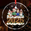Custom Circle Glass Ornament - Personalized Christmas Birthday Gifts For Family, Dog Cat Lovers - Hearts Together For Christmas