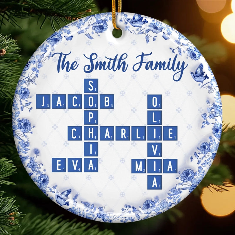 Custom Scrabble Ceramic Ornament - Personalized Christmas Birthday Gifts For Mom, Dad, Brother, Sister, Kids - Together Home Is Where Hearts Unite