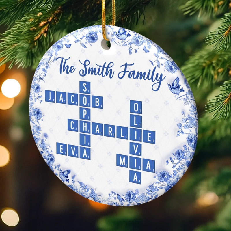 Custom Scrabble Ceramic Ornament - Personalized Christmas Birthday Gifts For Mom, Dad, Brother, Sister, Kids - Together Home Is Where Hearts Unite