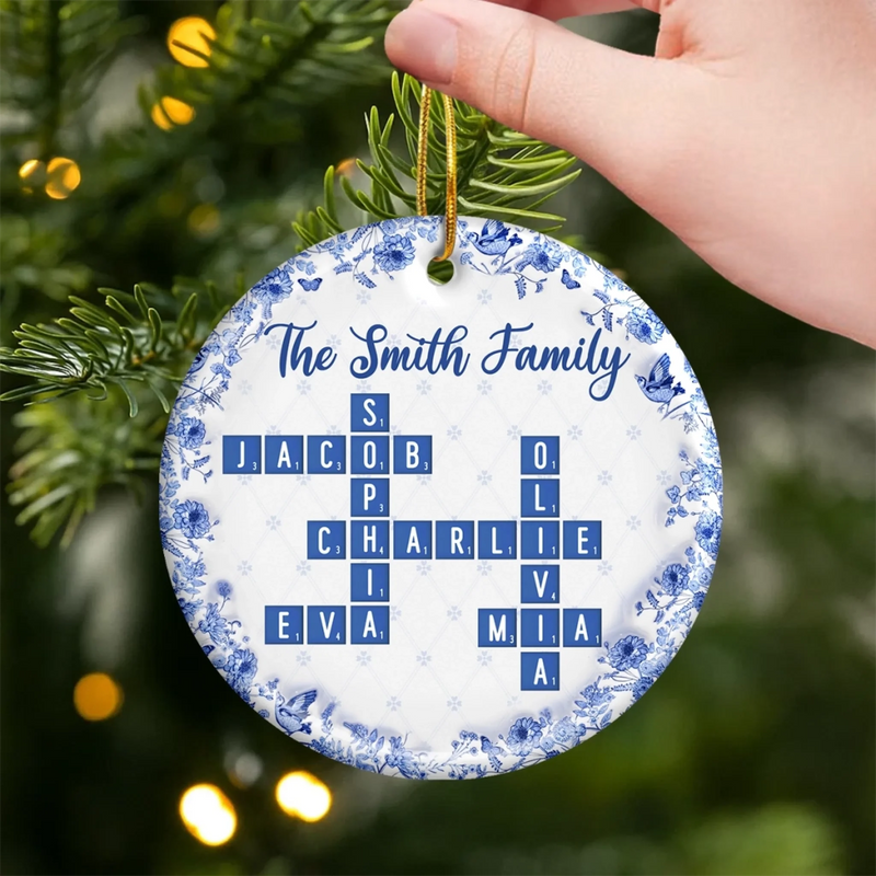 Custom Scrabble Ceramic Ornament - Personalized Christmas Birthday Gifts For Mom, Dad, Brother, Sister, Kids - Together Home Is Where Hearts Unite