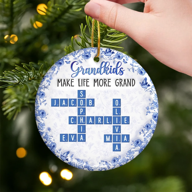 Custom Scrabble Ceramic Ornament - Personalized Birthday Gifts For Grandpa, Grandma - Love Lives Where We Belong