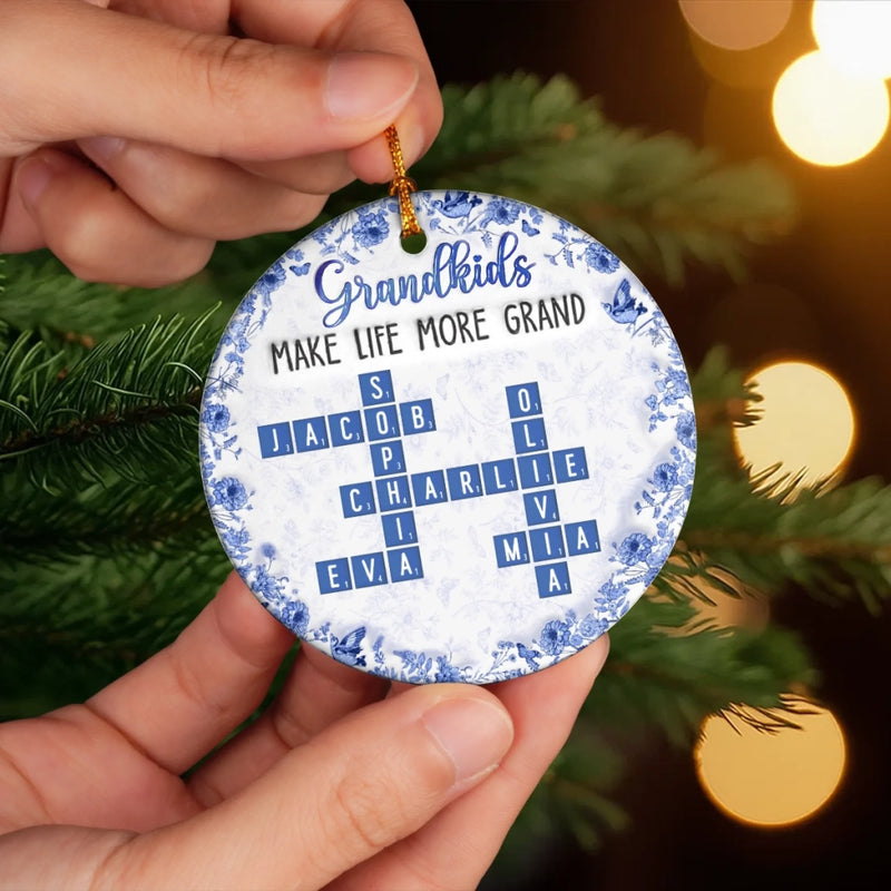 Custom Scrabble Ceramic Ornament - Personalized Birthday Gifts For Grandpa, Grandma - Love Lives Where We Belong