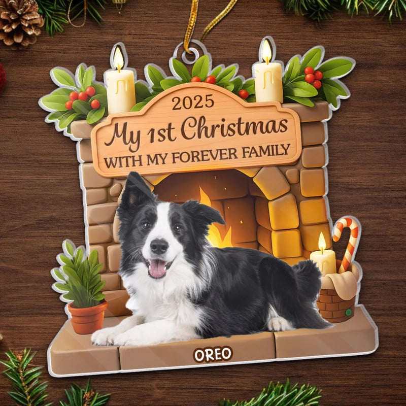 Custom Photo First Christmas Acrylic Ornament - Personalized Christmas Birthday Gifts For Dog Lovers, Dog Dad And Mom - Christmas Is Merrier With Fur