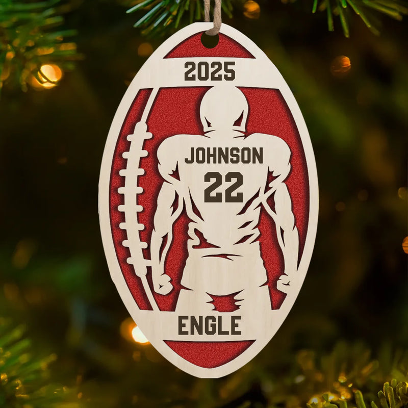 Custom American Football Wood Ornament - Personalized Gift For Birthday, Football Football Lovers, NFL Fans, Sport Lovers, Senior Graduation Gift, Christmas Gifts, Christmas Decoration - Play Hard Dream Big