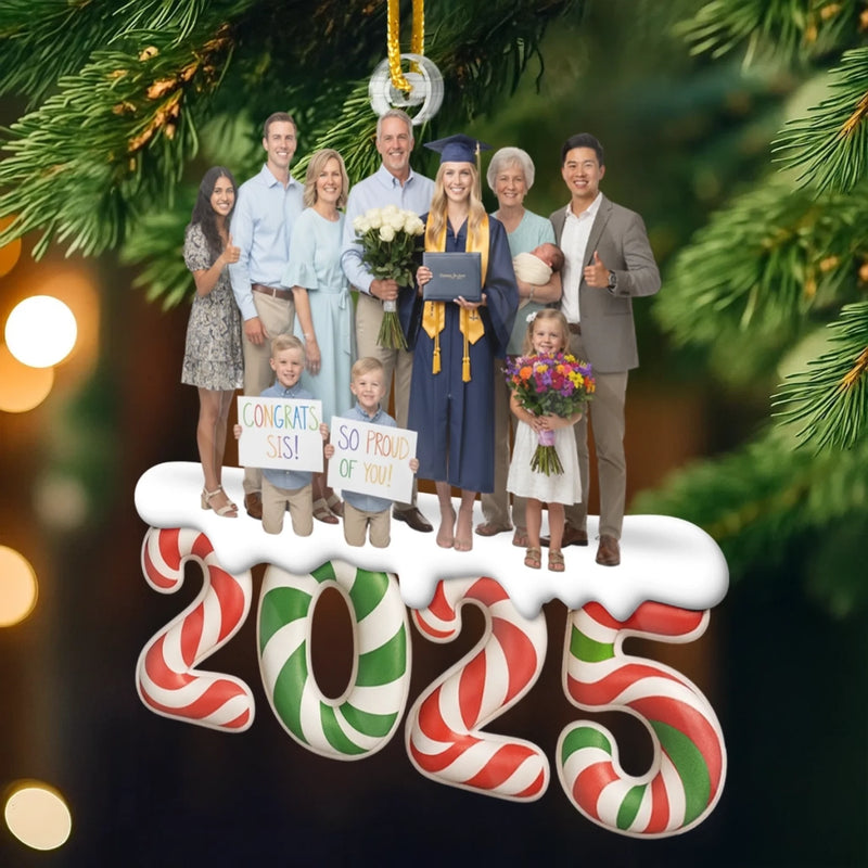 Custom Photo Acrylic Ornament - Personalized Christmas Birthday Gifts For Mom, Dad, Brother, Sister, Kids - Our Kind Of Merry