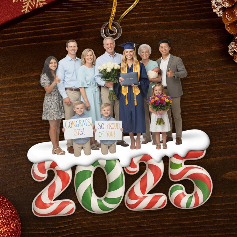 Custom Photo Acrylic Ornament - Personalized Christmas Birthday Gifts For Mom, Dad, Brother, Sister, Kids - Our Kind Of Merry
