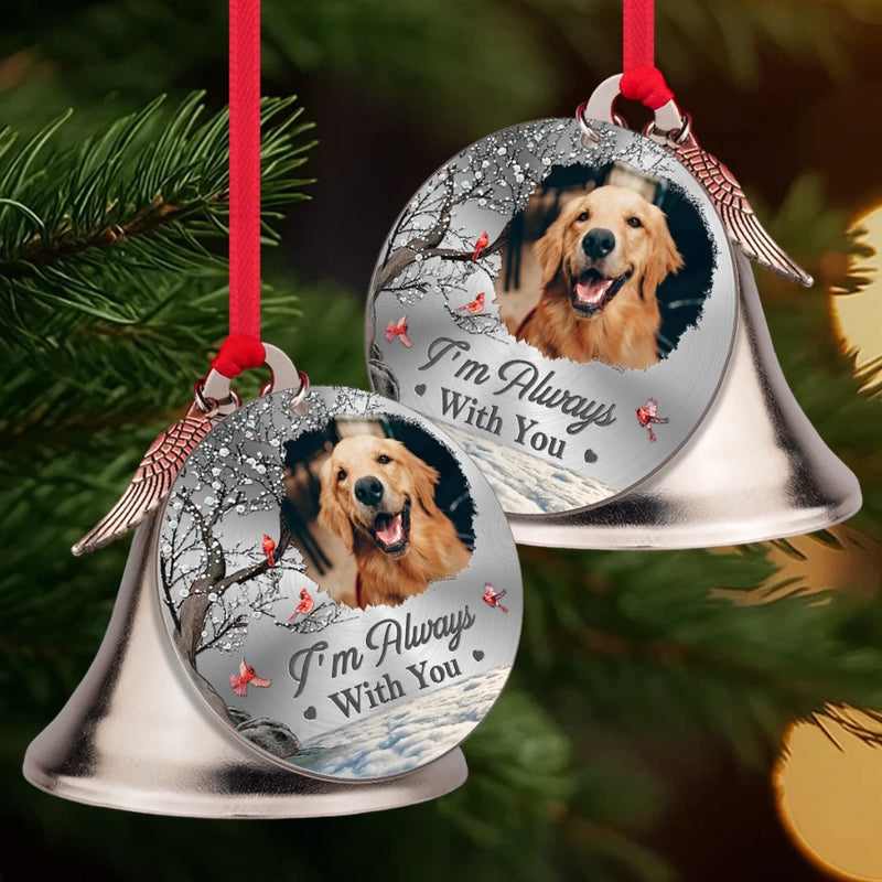 Custom Photo Cardinal Bell Ornament With Charms - Personalized Pet Christmas Memorial Sympathy Gifts For Dogs, Cats - Gentle Friends Never Truly Leave
